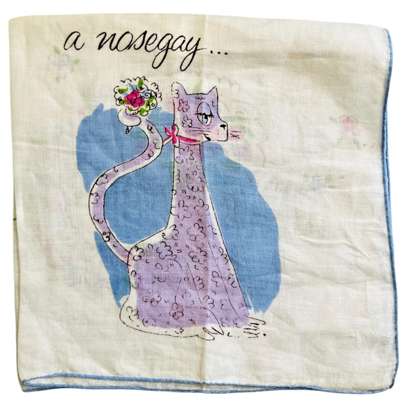 Vintage Welcher Handkerchief Anthropomorphic Cats Congratulations Wedding READ - Picture 4 of 12